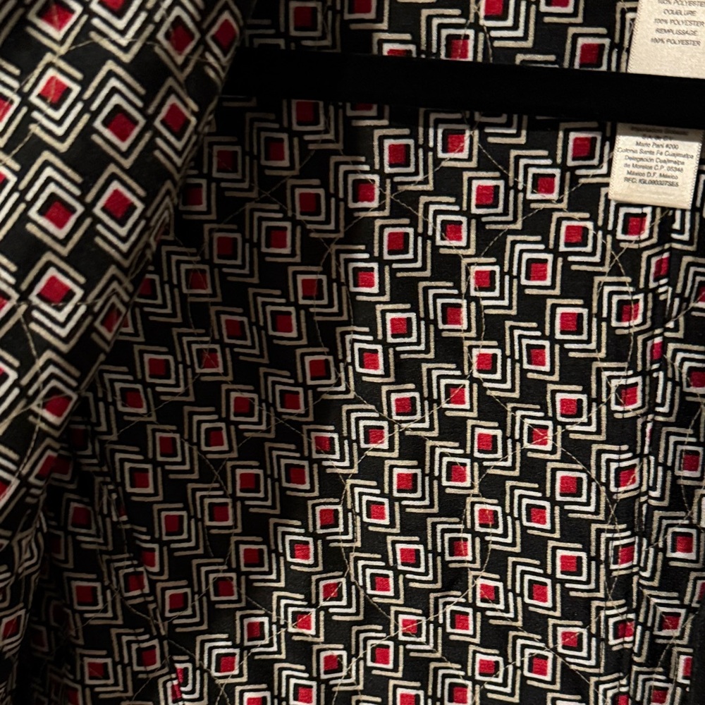 Reversible Quilted Chico's Vibrant Floral Blazer - Red, Black, White - Picture 5 of 6